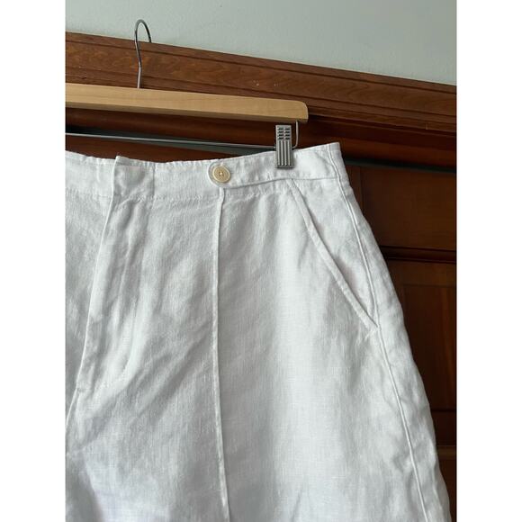 NWT Madewell Women's Clean Button-Tab Shorts in 100% Linen Eyelet White Size 14 - Picture 4 of 14